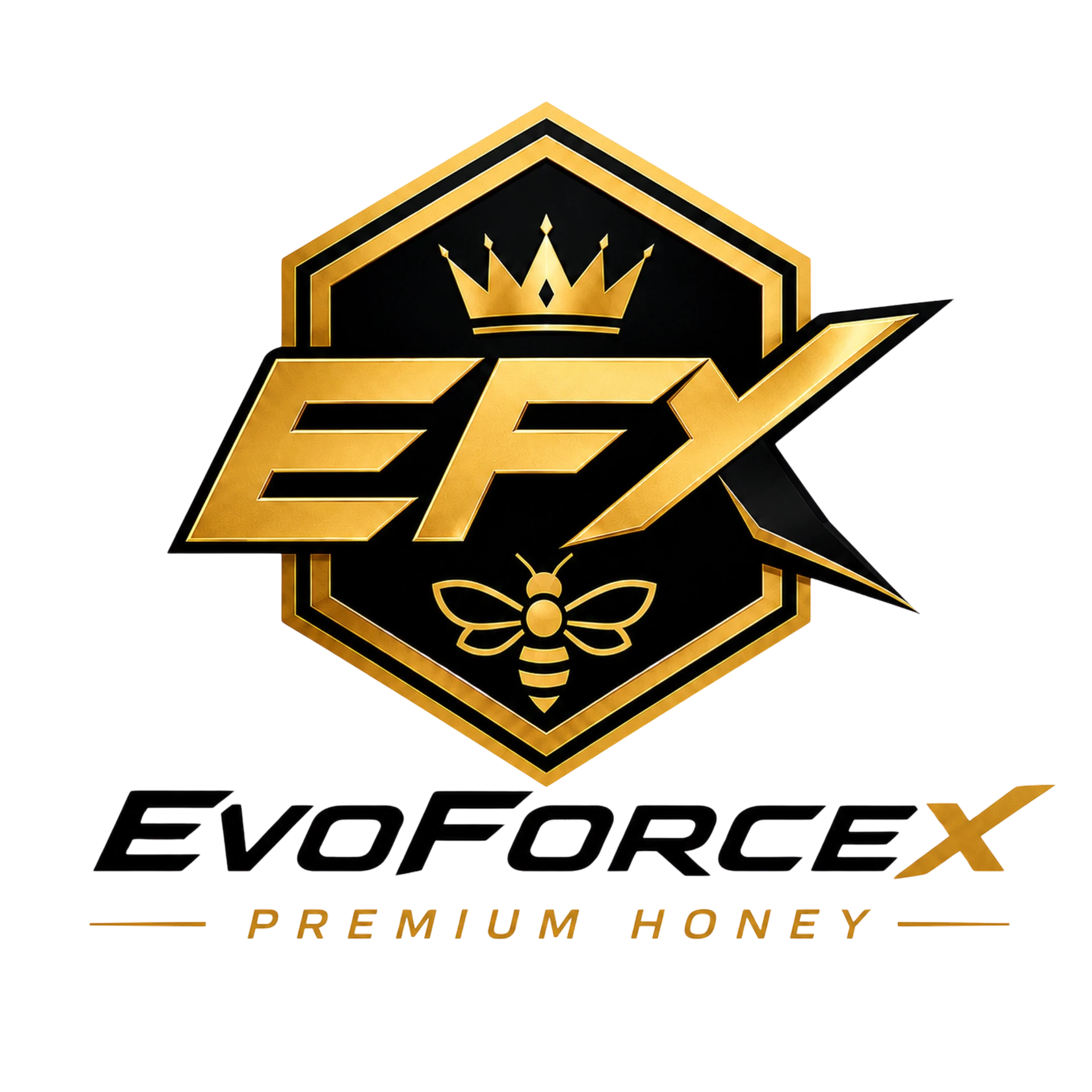 EvoForceX gold hexagon brand logo